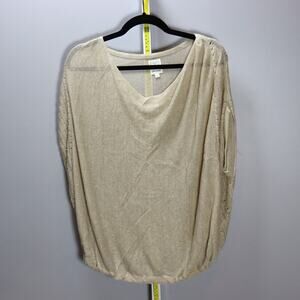 Ella Moss Linen Blend Sheer Knit Top Dolman Sleeve Boho Minimal Size S